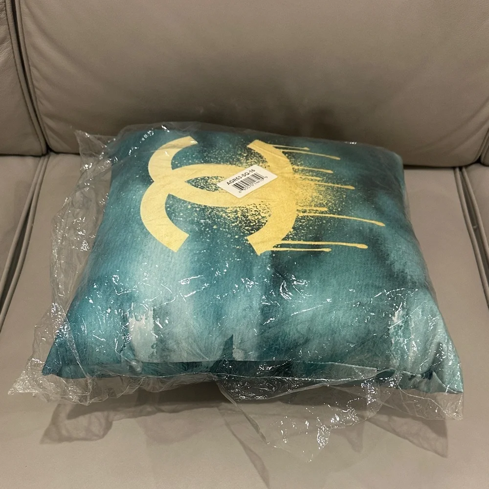 CC Chic Gold and Blue Accent Pillow